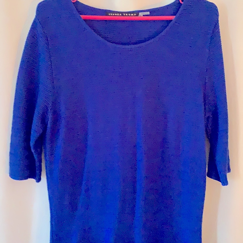 Ivanka Trump Cobalt Blue Fit & Flare Sweater Dress